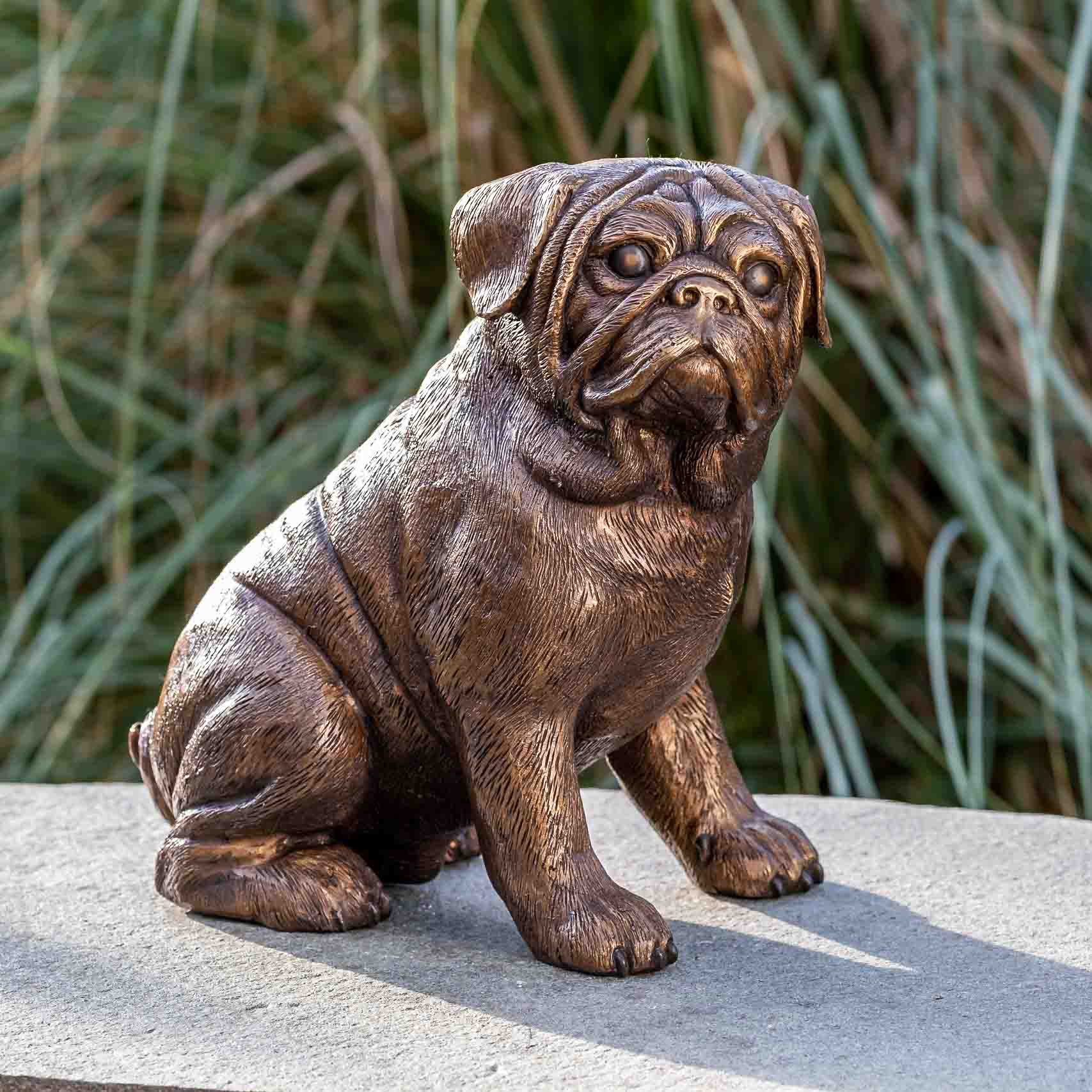 Skulptur Hund Mops mit Krone 22cm Antik-Stil Figur kleiner Prinz 