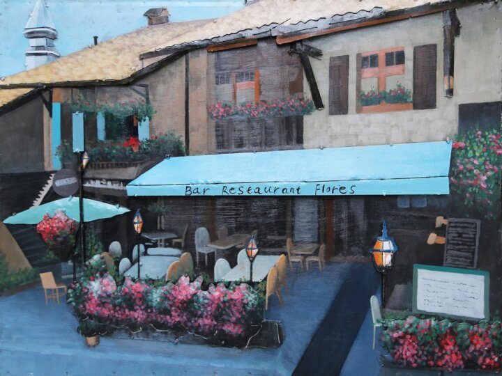 Metall-Bild mit 3D-Effekt Bar Flores