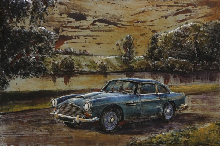 Metallbild mit 3D-Effekt Motiv  Aston Martin