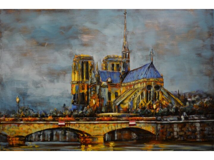 Metallbild mit 3D-Effekt Motiv  Notre Dame Paris