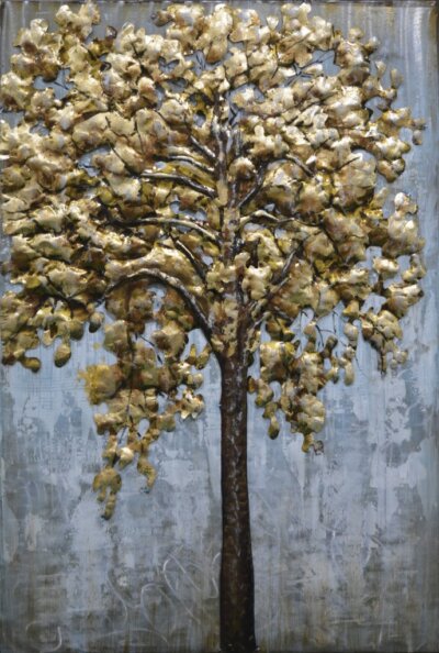 Metallbild mit 3D-Effekt Motiv  Baum
