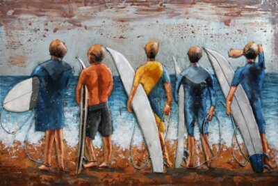 Metallbild mit 3D-Effekt Motiv Surfer