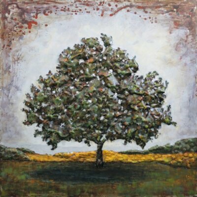Metallbild mit 3D-Effekt Motiv Baum