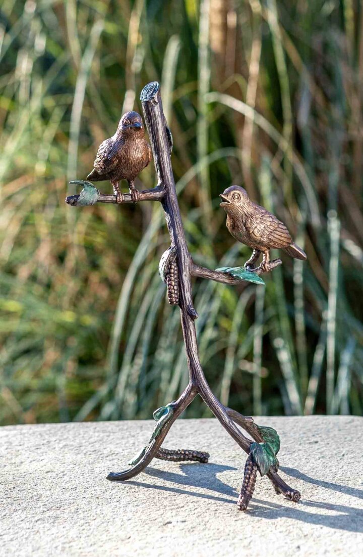 Bronze Figur Zwei Vögel auf einem Ast – Bild 4
