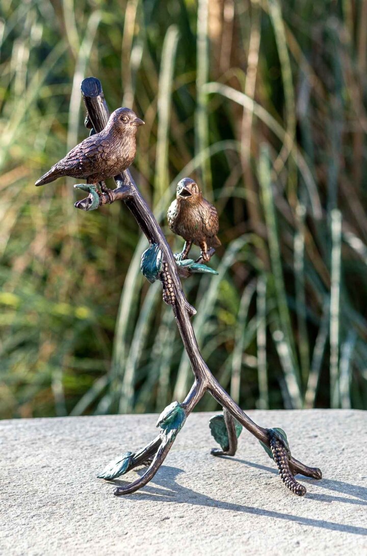 Bronze Figur Zwei Vögel auf einem Ast – Bild 2
